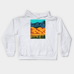 Great Sand Dunes National Park and Preserve in Colorado United States WPA Poster Art Color Kids Hoodie